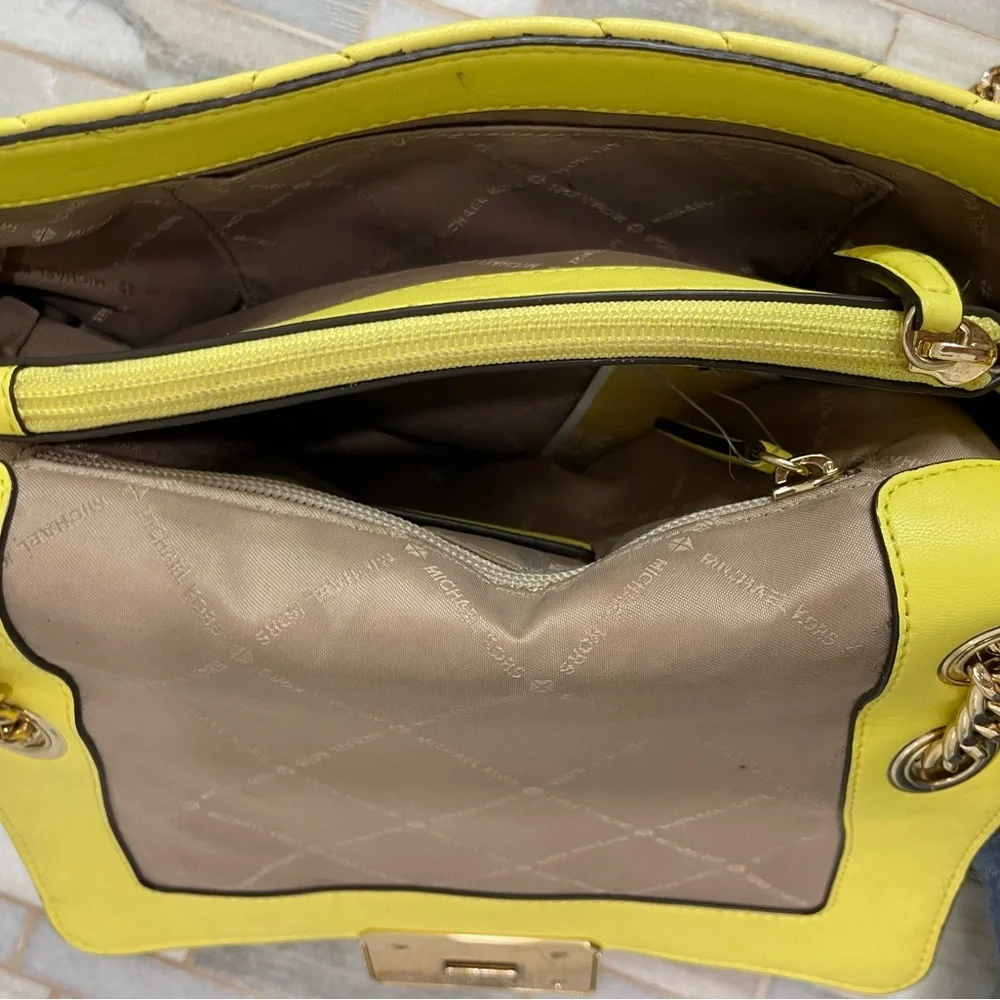 Michael Kors 35SOGP6F2U Peyton Medium Shoulder Flap Vegan Faux Sunshine - Picture 8 of 16